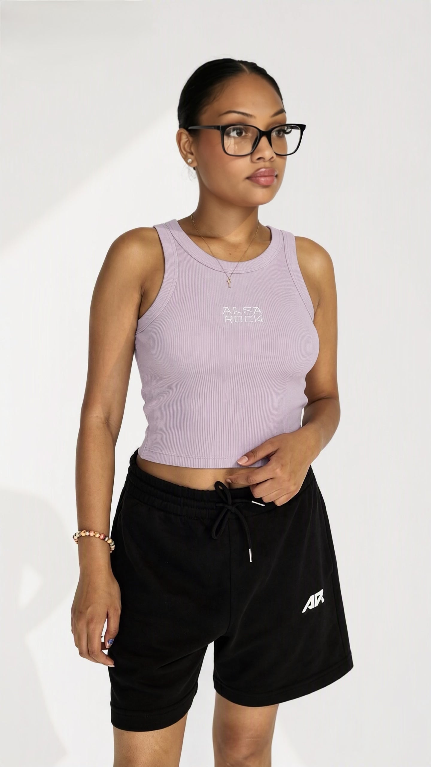 Ribbed Classic Crop Tank Top in Orchid