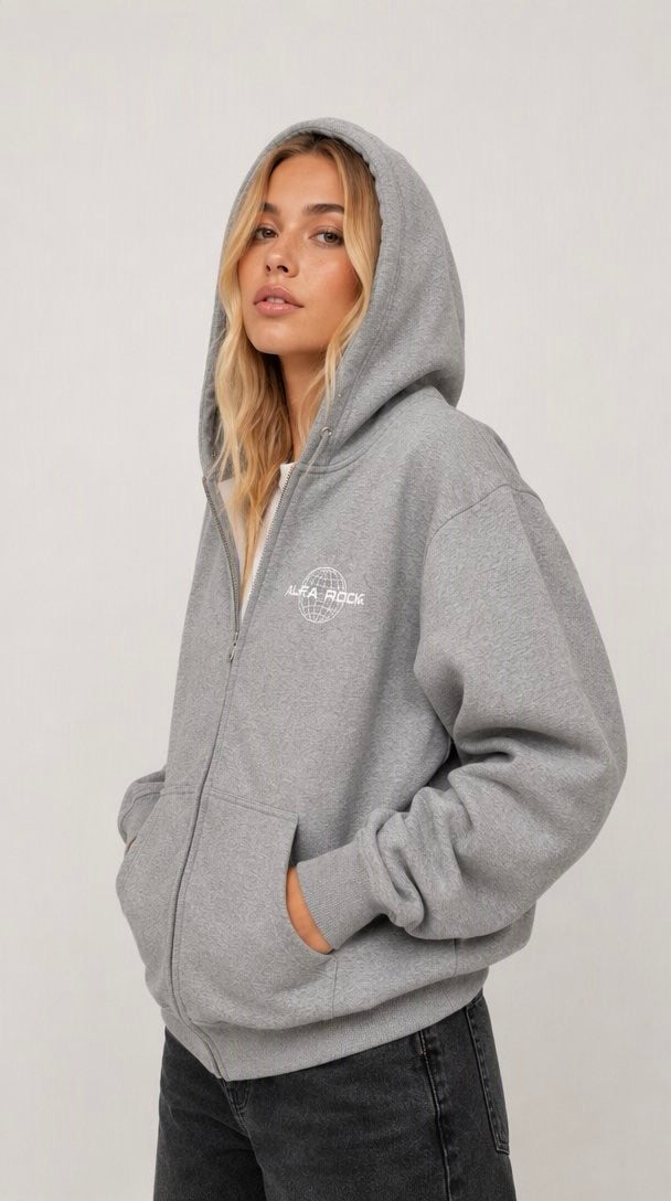 Stargazer Zip-Up Hoodie in Grey