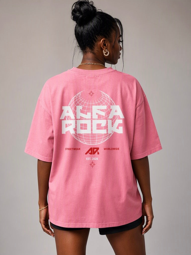 Around The World Oversized Tee in Pink