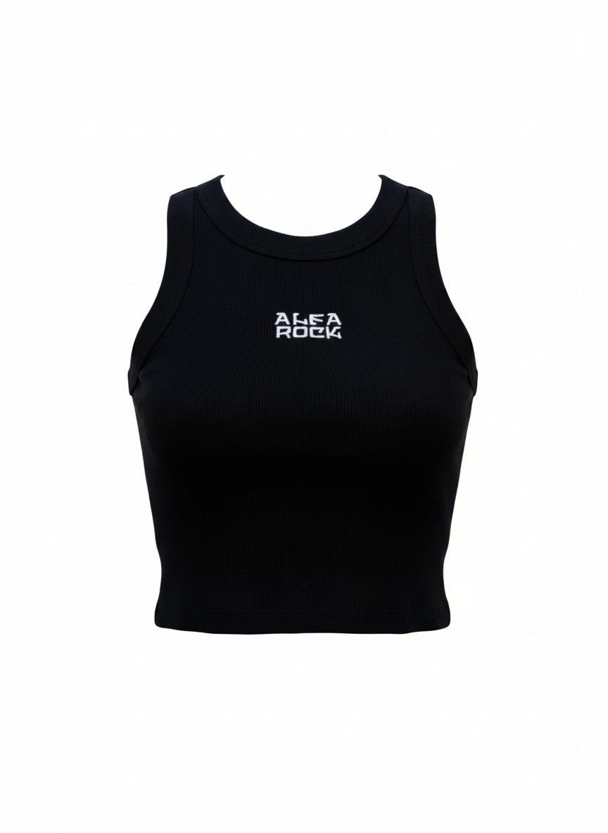 Ribbed Classic Crop Tank Top in Black