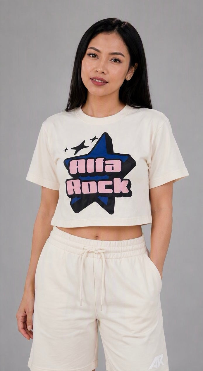 Stargirl Cropped Tee in Cream