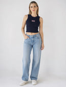 Ribbed Classic Crop Tank Top in Navy