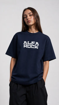 Around The World Oversized Tee in Navy