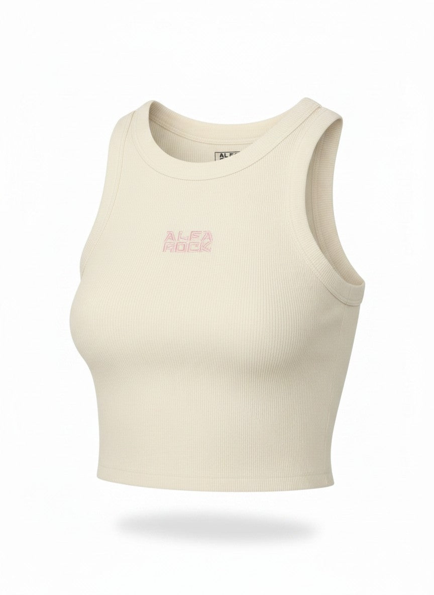 Ribbed Classic Tank Top in Cream