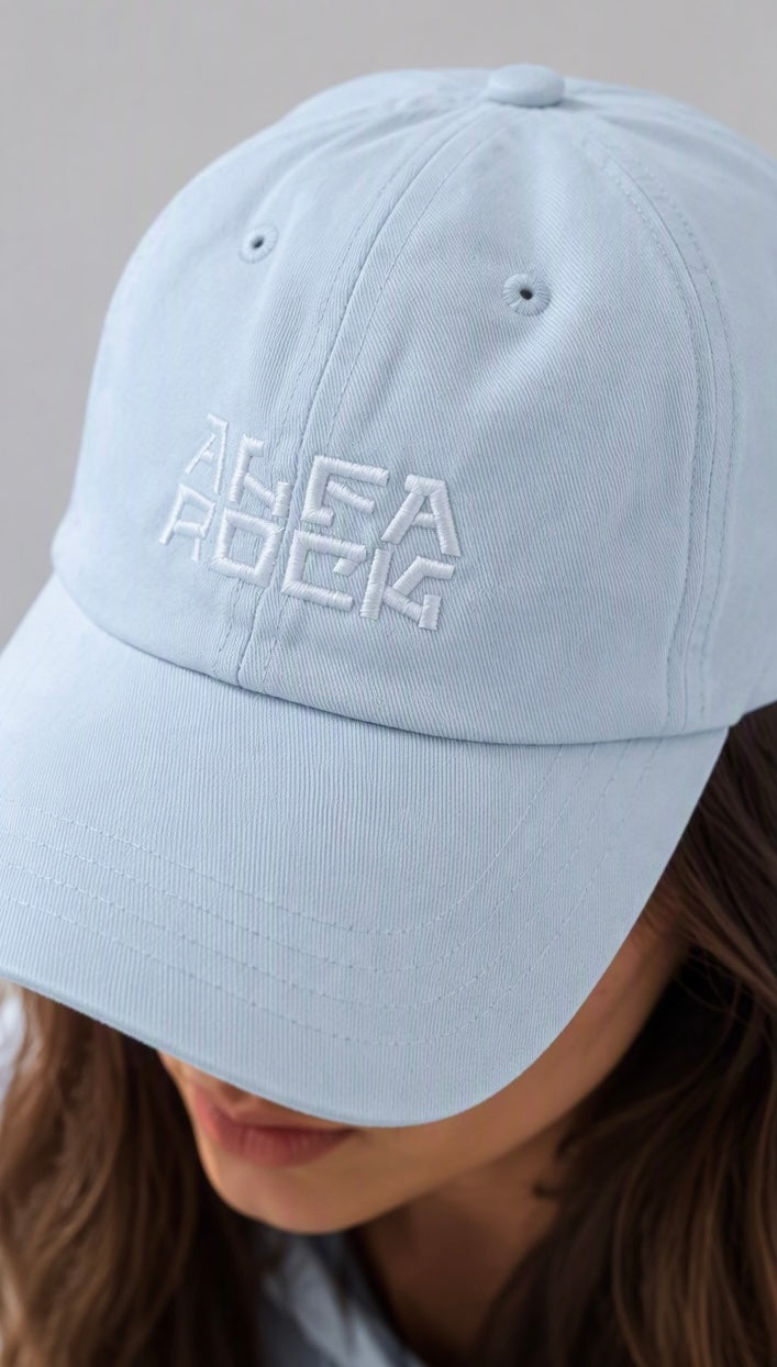 Embroidered Ice Blue Baseball Cap