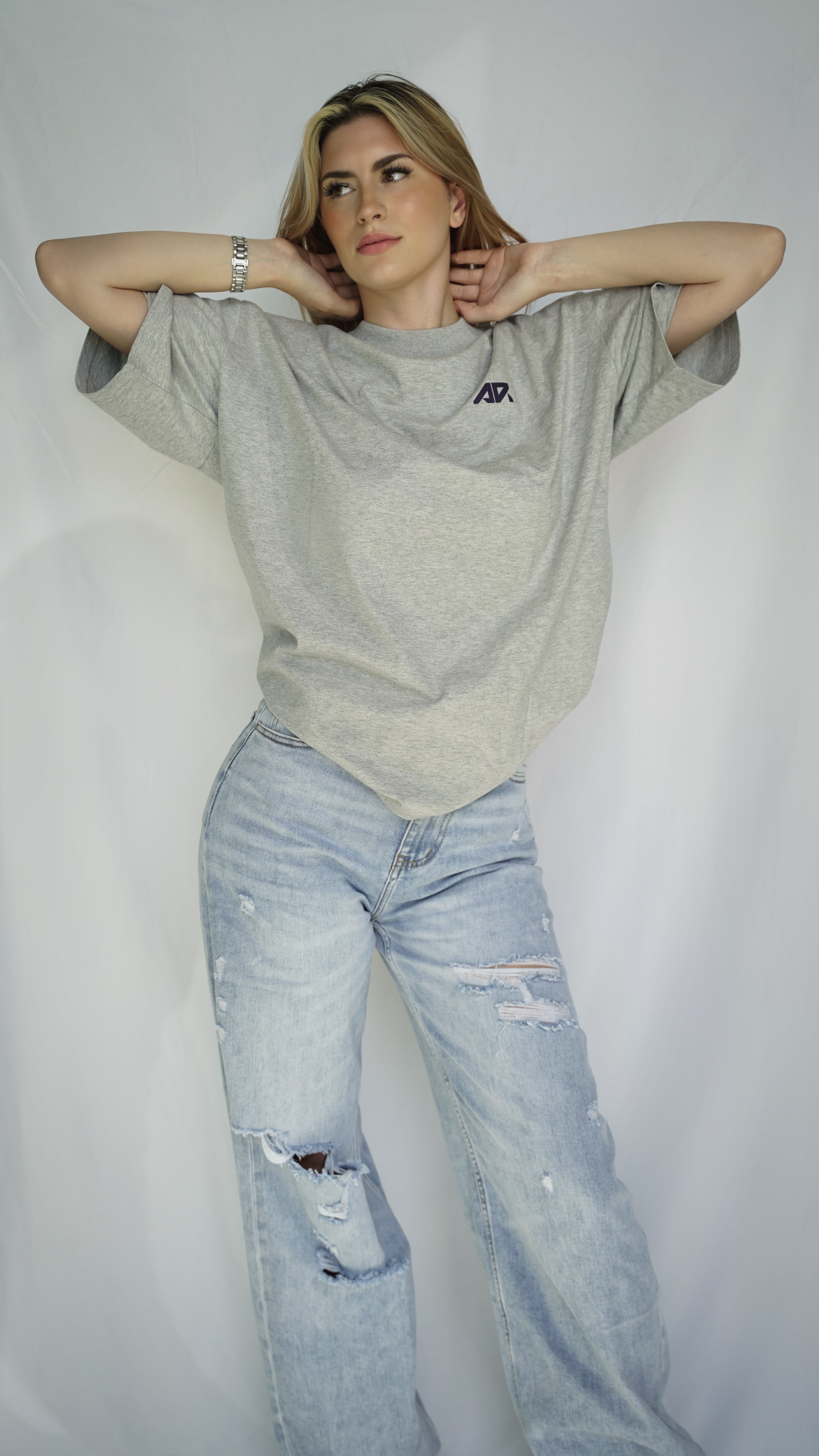 Around The World Oversized Tee in Grey