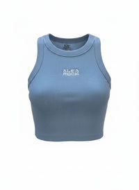 Ribbed Classic Crop Tank Top in Powder