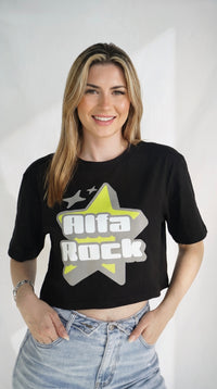Stargirl Cropped Tee in Black & Yellow