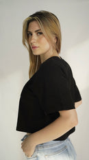 Stargirl Cropped Tee in Black & Yellow