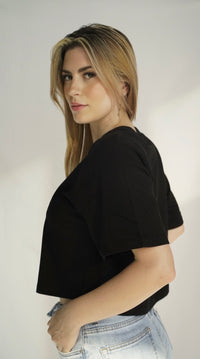 Stargirl Cropped Tee in Black & Yellow