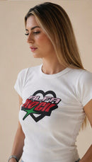 Heartstopper Ribbed Baby Tee in White