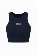 Ribbed Classic Crop Tank Top in Navy