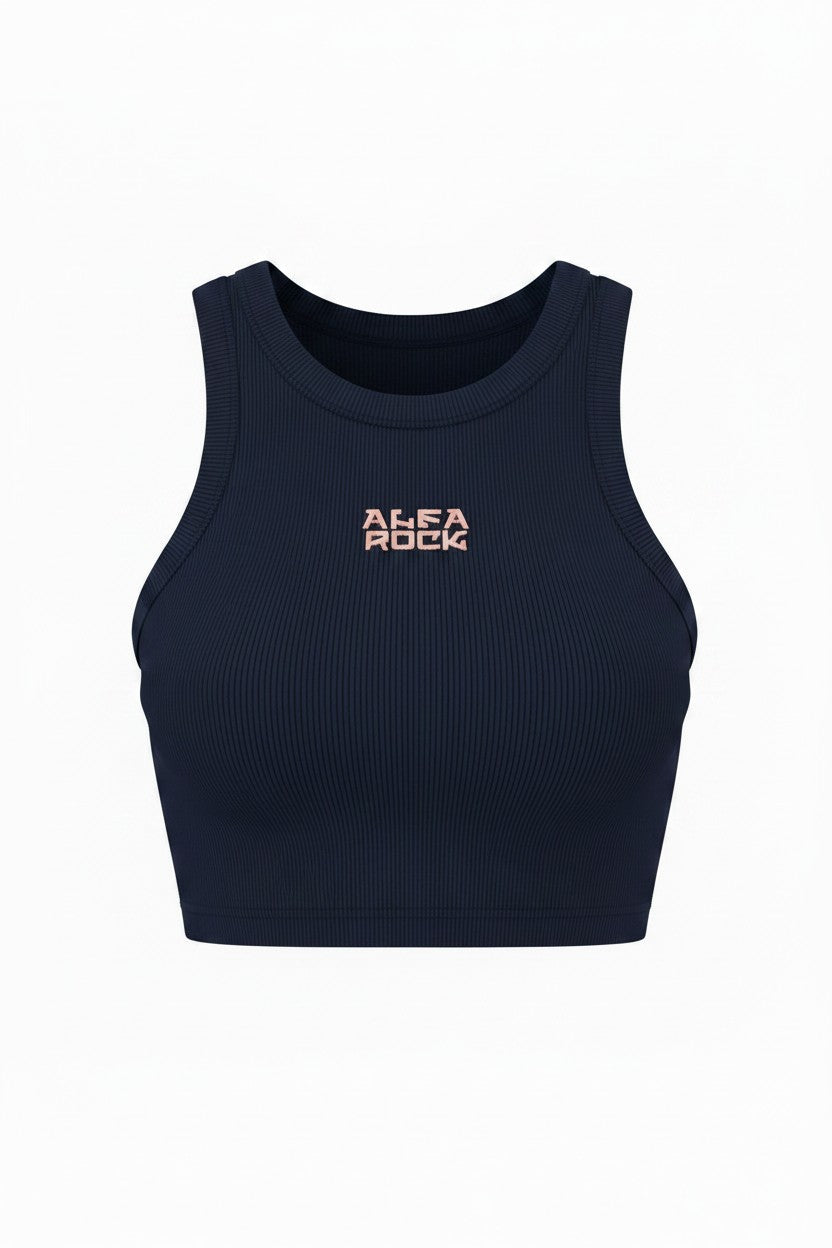 Ribbed Classic Crop Tank Top in Navy